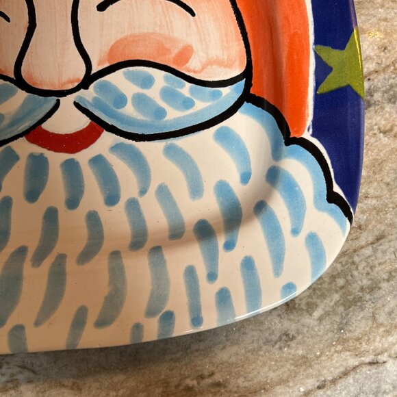 Handmade Ceramiche De LAlba Santa Claus Face Ceramic Plate 9" Made in Italy - Picture 5 of 8